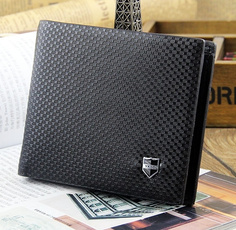 New famous  men wallets black brown genuine leather Cross paragraph clips&amp;wallet High quality purse card Holder