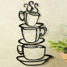 Beautiful Removable Coffee House Cup Vinyl Wall Art Metal Mug Wall Sticker Decals DIY Kitchen Decor