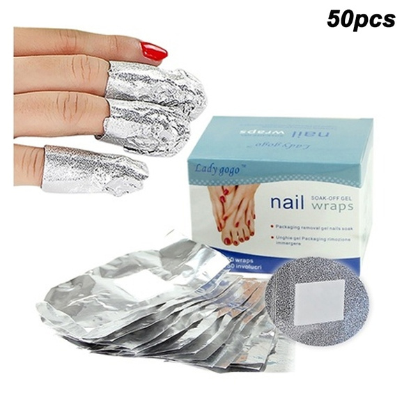 50Pcs Aluminium Foil Nail Wraps For Nail Art Soak Off Acrylic UV Gel Remover  Nail Tools Nail Polish Remover | Wish