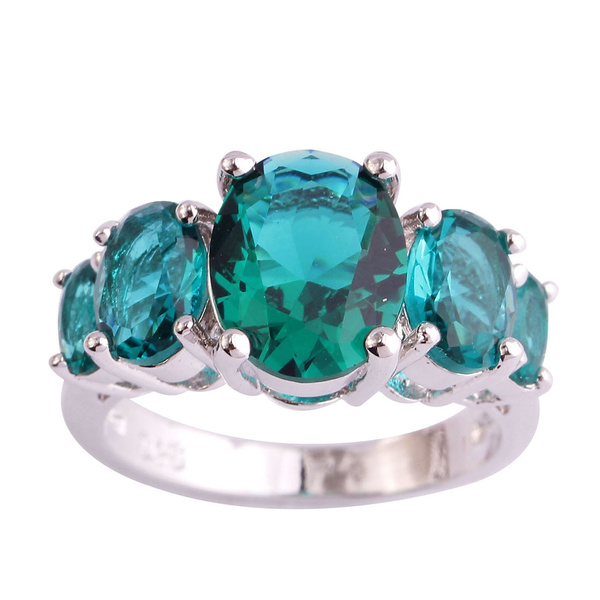 Fashion Ovale Cut Jewelry Rainbow & Blue Topaz Gemstone Silver Ring Taille 6 7 8 9
