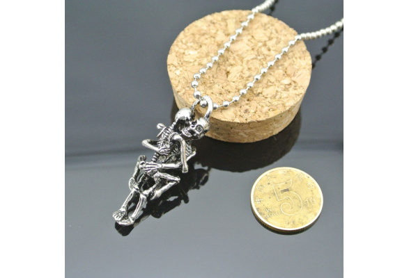Tibet Silver Men Infinity Black Stainless Steel Skull Pendant Necklace UK