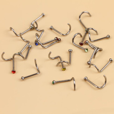 Body Jewelry 20pcs Mix Colors Trendy Nose Studs Screw Rings With Rhinestones Body Piercing