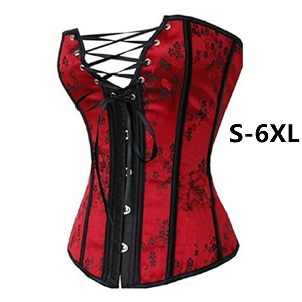 Sexy Red Waist Training Corsets and Bustiers Lace Up Corset Top