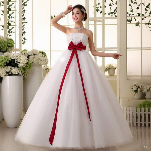 Wedding dress 2025 with red belt