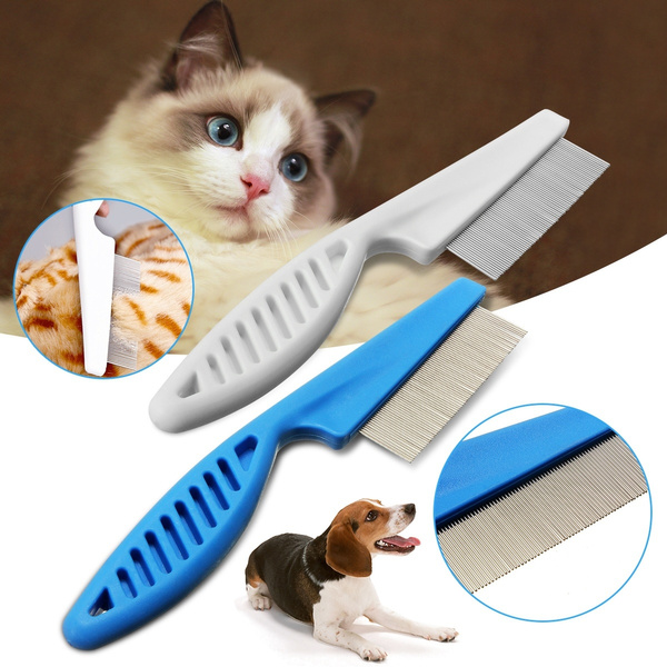 Pet Hair Grooming Comb Flea Shedding Brush Puppy Dog Stainless Pin Blue ...