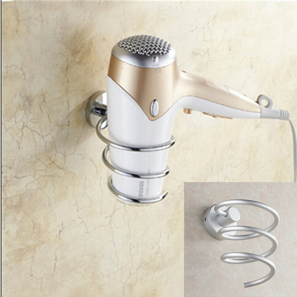 Innovative Wall-mounted Hair Dryer Holder Stainless Steel Bathroom Shelf Storage 