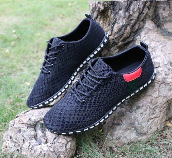 Lace-Up Solid Color Sneakers Mesh Breathable Shoes Causal Shoes New ...