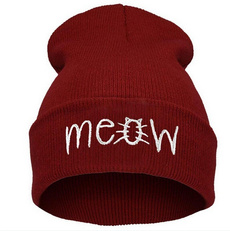 2014 New Winter Beanies MEOW Beanies Black Red Blue Winter Hiphop Hats
