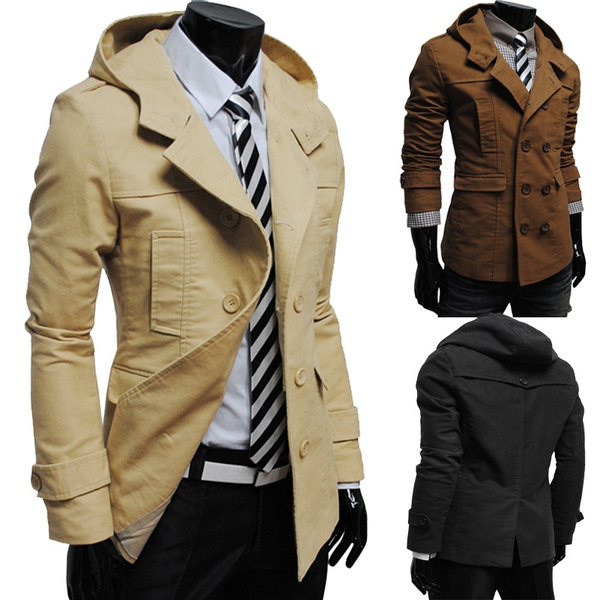 2015 new fashion double breasted men casual jacket dress jacket men luxury hombre slim cotton coat | Wish