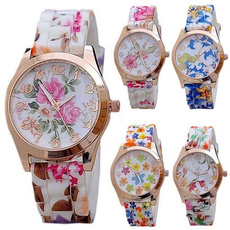quartz, Floral print, Bracelet Watch, wristwatch