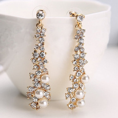 Women's fashion crystal Pearl Rhinestone Dangle Chandelier Earrings party Jewelry