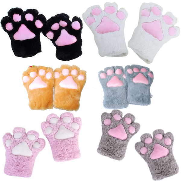 Details about   5 Colors Plush Cat Kitten Paw Claw Gloves Anime Cosplay Halloween Party Costume 