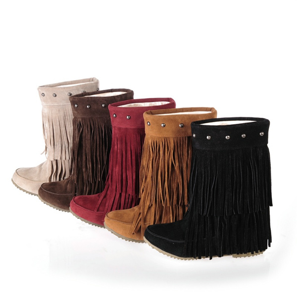 flat fringe boots