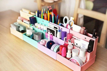 DIY Paper Board Storage Box Desk Decor Stationery Makeup Cosmetic Organizer New