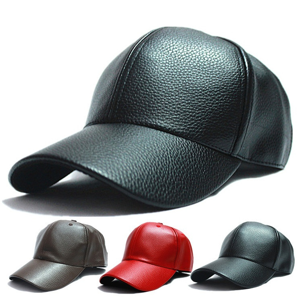 2015winter Leather Baseball Cap Biker 