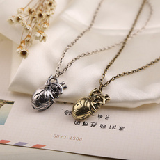 Retro 3D Anatomical Human Hollow Heart Pendant Necklace Sweater Chain
