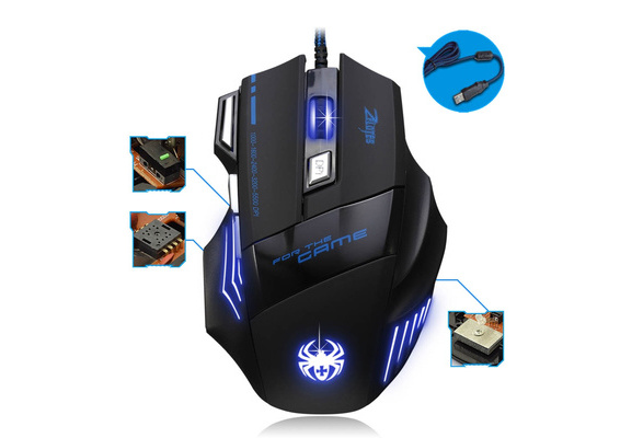 Bewinner 7 Keys Colorful RGB Wired Optics Gaming Mouse with 4800DPI Adjustable Macro Programming Mouse for PC USB 8 Buttons with Scroll Wheel Optical Gaming Mouse MAC