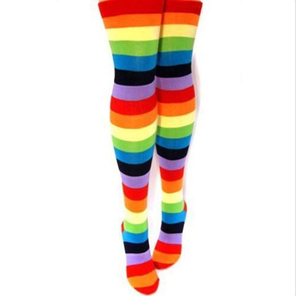 Long Women's Sexy Rainbow Thigh High 