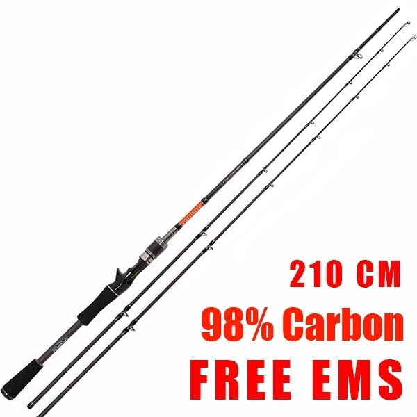 Fly Fishing Rod BAIT CASTING FISHING ROD 98% High Carbon VARA DE PESCA Gun  Handle 2.1 m Metal Strong Rings