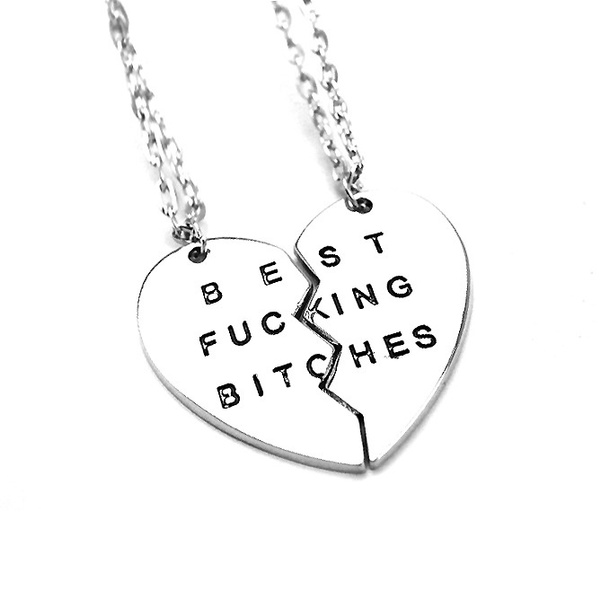 Heart Two pieces Best Bitches Necklace Pendant Personalized Friendship Jewelry Pendant Necklace | Wish