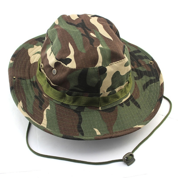 Cotton 7-Colors Military Camouflage Bucket Hats Camo Fisherman Hats With  Wide Brim Sun Fishing Bucket Hat Camping Hunting Hat