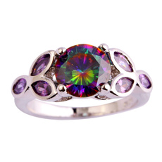 rainbow, Jewelry, Silver Ring, marquise