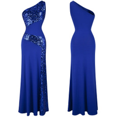 one shoulder dress, sheathcolumndres, Evening Dress, blue dress