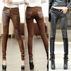Big Size PU leather Jeans For Women Fashion Casual Pants Woman Denim Trouser pencil pants 