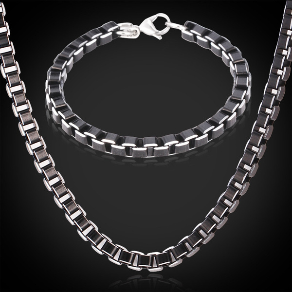 6MM 18-26 Inches Men Black Box Chain 