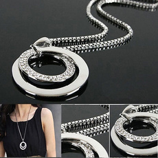 Hot Sale Women Crystal Rhinestone Silver Plated Long Chain Pendant Necklace