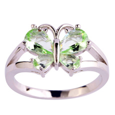 butterfly, greenamethyst, Jewelry, Silver Ring