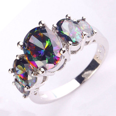 rainbow, Jewelry, Silver Ring, ovalcutring