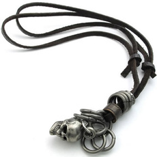 brown, Goth, Chain, leathercordnecklace