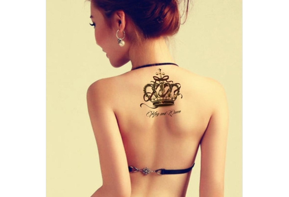 Temporary Tattoos King Queen Crown Tattoo Sticker Waterproof Men Women  Girls Boys Arm Back Shoulder Hand Makeup 220930 From Yizhan06, $9.12