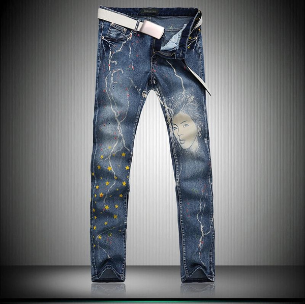 New Mens Printed Korean nightclub slim tide flower pants jeans 8 Sizes ...