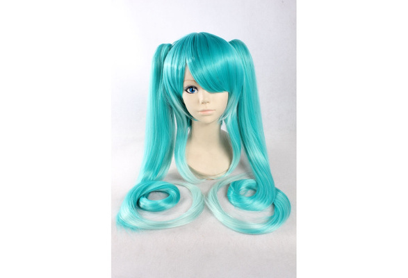 blue wig ponytail