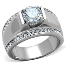 Cubic Zirconia, Steel, DIAMOND, wedding ring