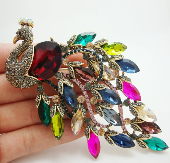 Brooches of Peacock Brooch for Women Multicolor Rhinestone Peacock