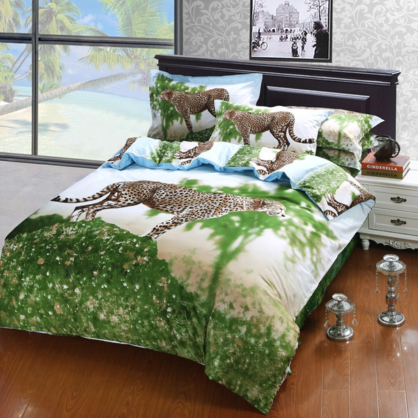 Gift Ideas Cheetah Green Bedding Sets, Cheetah Print Bed Set Queen Size