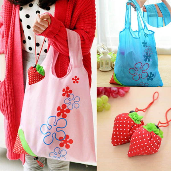 Cute 8 Colors Foldable Shopping Tote Bags Reusable Bag Strawberry Eco Handbag 