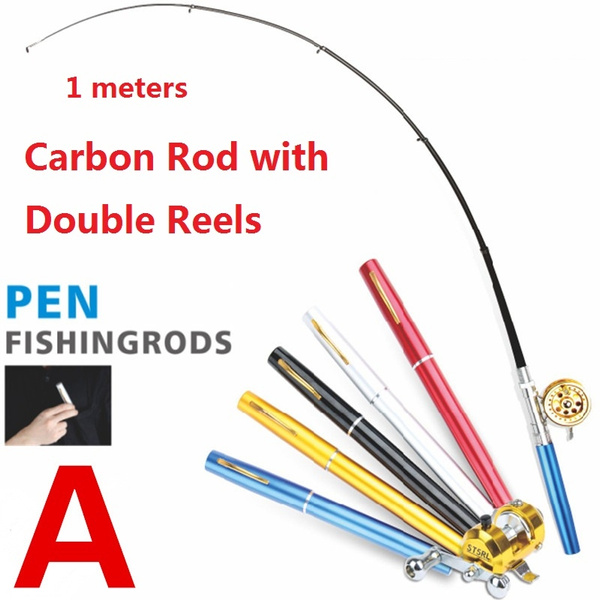 Pen Fishing Rod 1m Double Reels Mini Pen Fishing Rod Fishing Tackle With baitcasting  Reel Ice fly fishing Reel