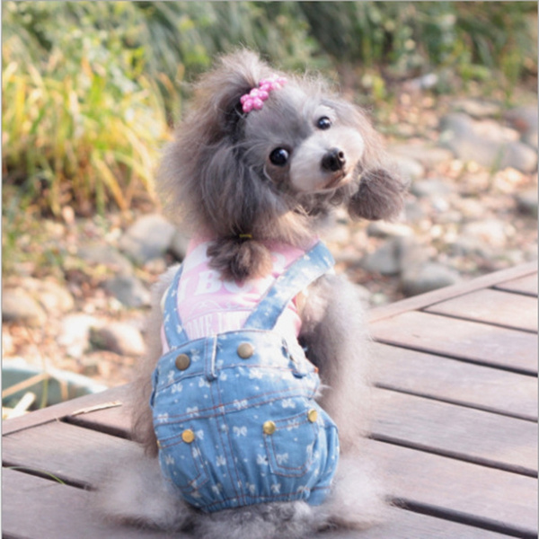 PetBoBo Dog Clothes Costumes Pet Jean Overalls Clothes Pet Fashion Pants 5 Sizes Optional 