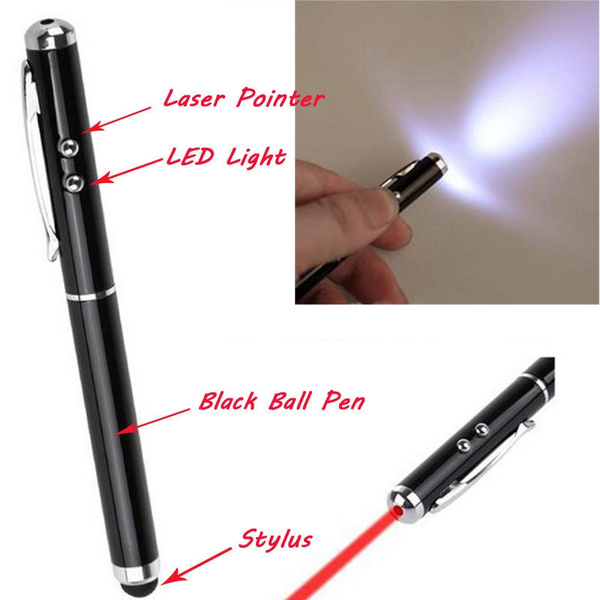 Comprehensive Black 4in1 LED Light Stylus Pen Laser Pointer for