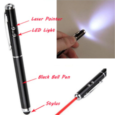 Comprehensive Black 4-in-1 LED Light Stylus Pen Laser Pointer for Capacitive Touch
