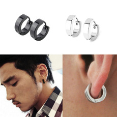 1 Pair Unique Cool Mens Stainless Steel Hoop Piercing Ear Earring Studs