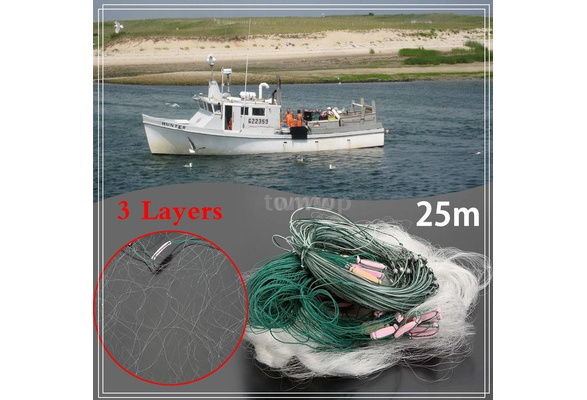 Fish Net 25m 3 Layers Monofilament Fishing Fish Gill Net with Float