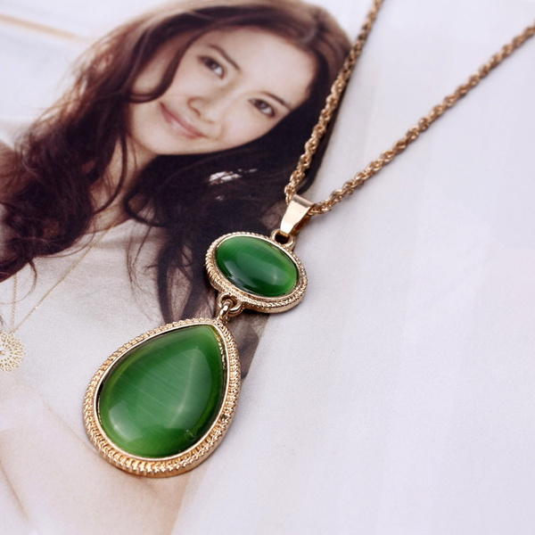 Witches Of East End Green/Red Gem Stone Necklace Pendant Birthday