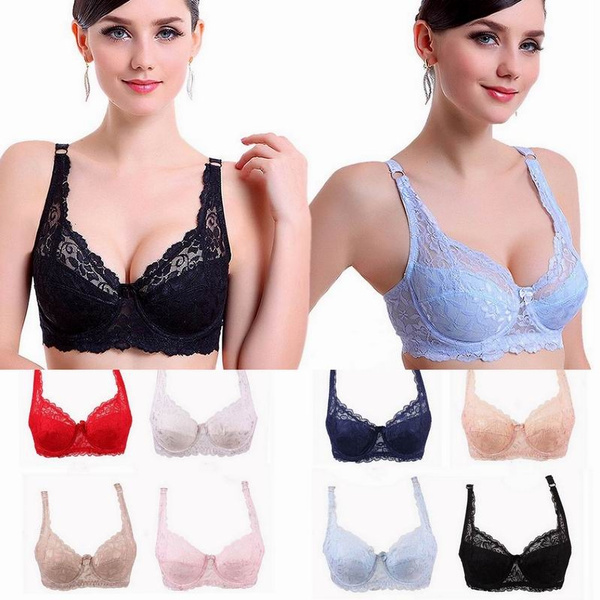 Thick Padded A B C D Cups Bra Women Push-up Brassiere Deep V Lace Underwire  Bras