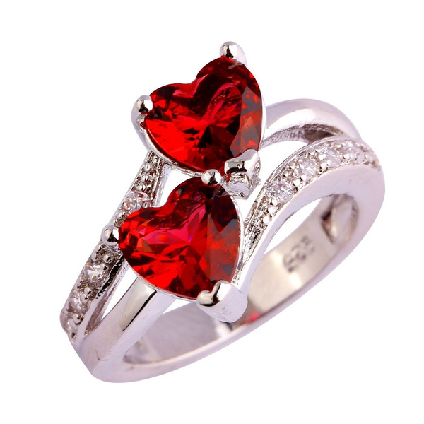 lingmei Fashion Heart Cut Wedding Ruby Spinel & White Topaz Gemstone ...