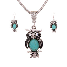 cute, Turquoise, Owl, Earring